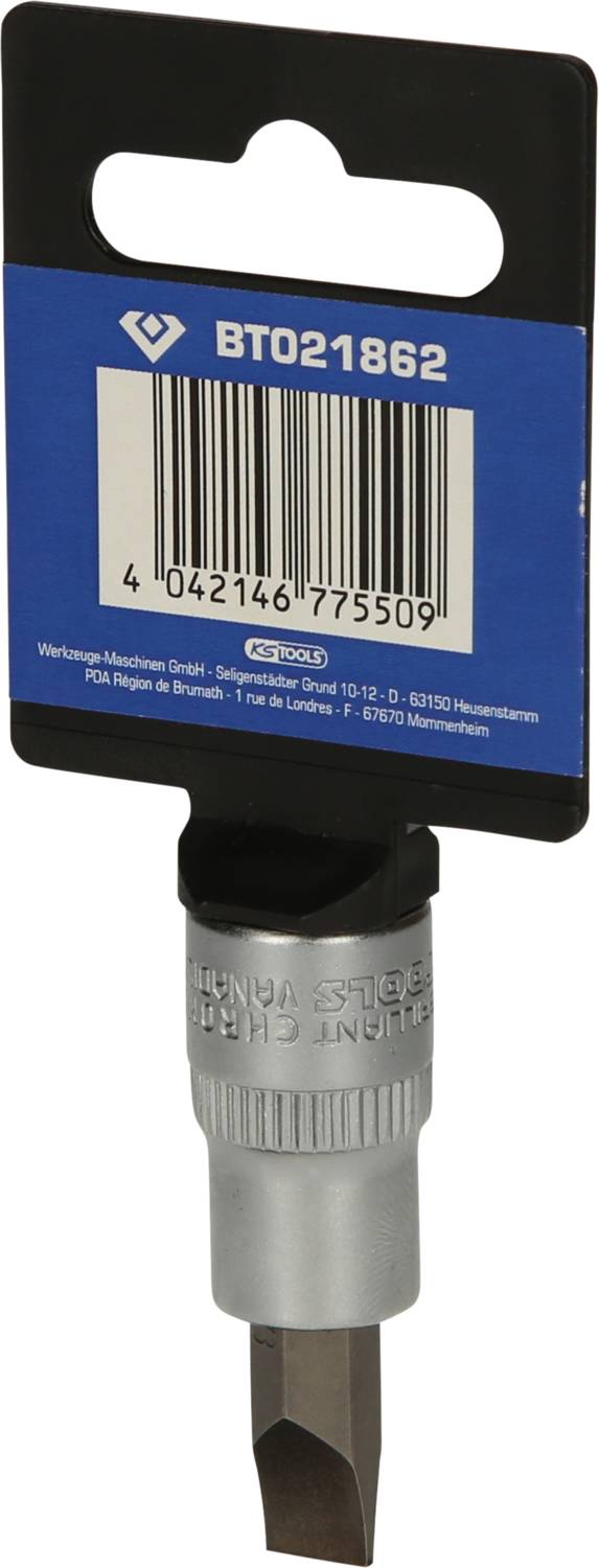 Wkład śrubokręta z etykietą pokazującą kod kreskowy i numer seryjny BT021862. Odpowiedni do zastosowań maszynowych, zakończenie w kolorze srebrnym.