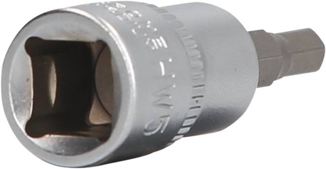 Zbliżenie metalowego klucza nasadowego z sześciokątnym chwytem. Stosowany głównie w pracach rzemieślniczych.