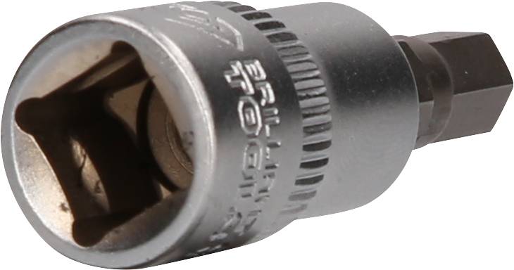 Sześciokątny klucz nasadowy z uchwytem na bit, wykonany z metalu, odpowiedni do prac śrubowych.
