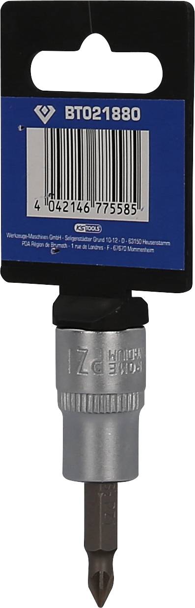 Bit wkrętakowy w opakowaniu sprzedażowym z kodem kreskowym i numerem 'BT021880'. Odpowiedni do wkrętów krzyżowych.
