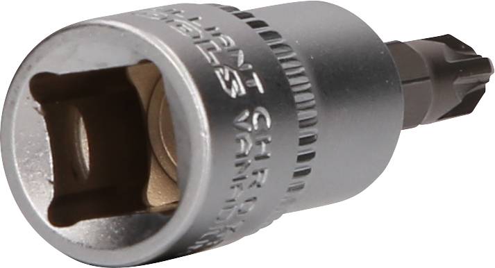 Wtyk z gniazdem T-profil, srebrzysto błyszczący. Odpowiedni do napraw i prac konserwacyjnych pojazdów lub maszyn.