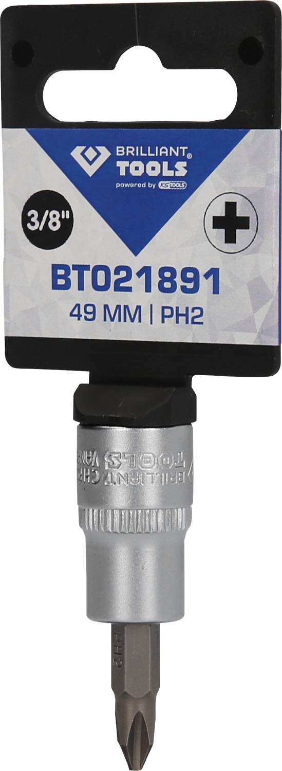 'Bit Schraubbit 3/8'', typ PH2, długość 49 mm, marka Brilliant Tools, numer artykułu BT021891.'