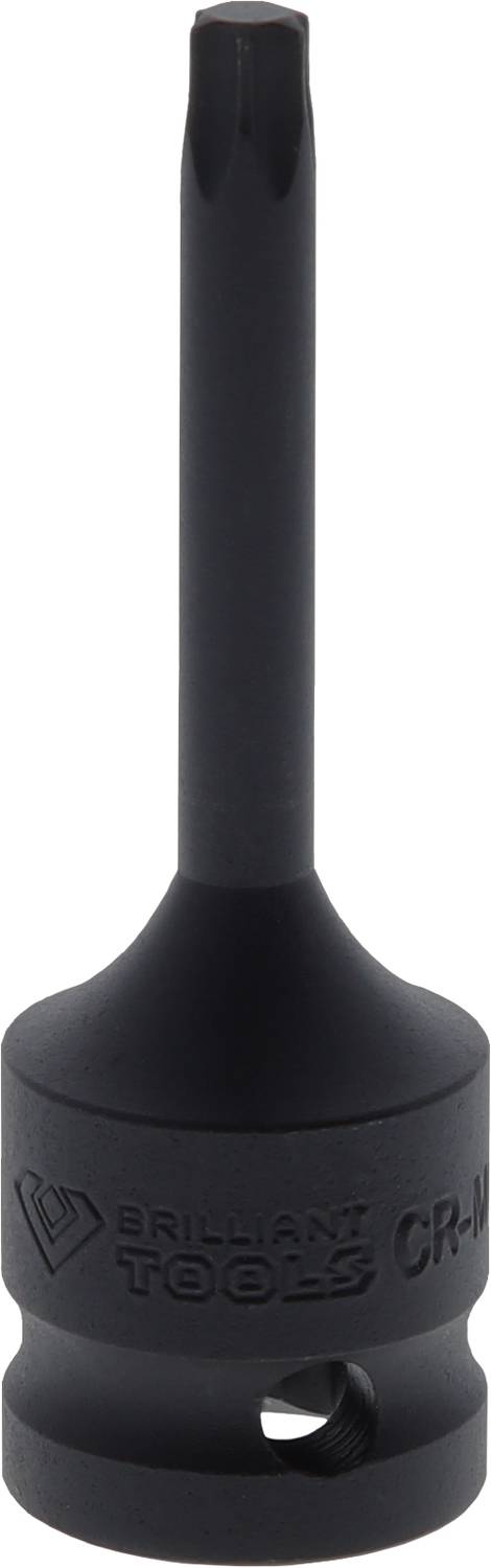 Czarny cylindryczny element z długim trzpieniem i gwiaździstym otworem na czubku, używany do prac ślusarskich.