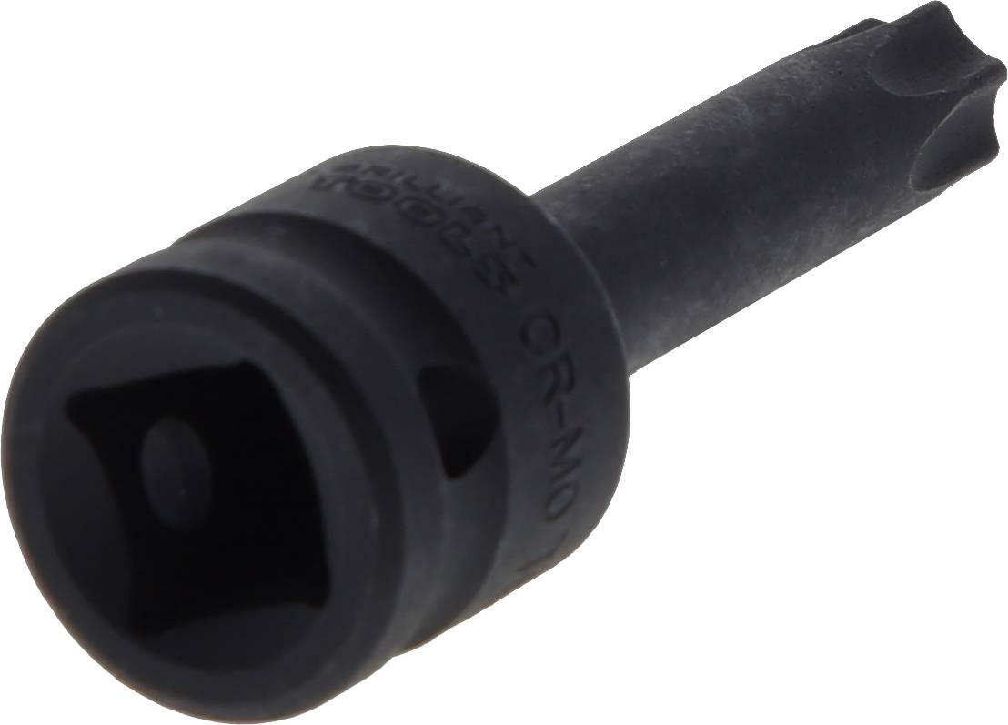 Czarny, powlekany bit narzędziowy w kształcie klucza sześciokątnego, stosowany do specjalnych elementów mocujących.