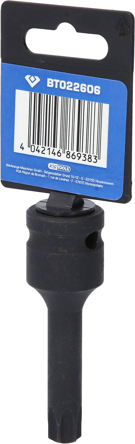 Wiertło z metką cenową i kodem kreskowym, numer produktu BT022606.