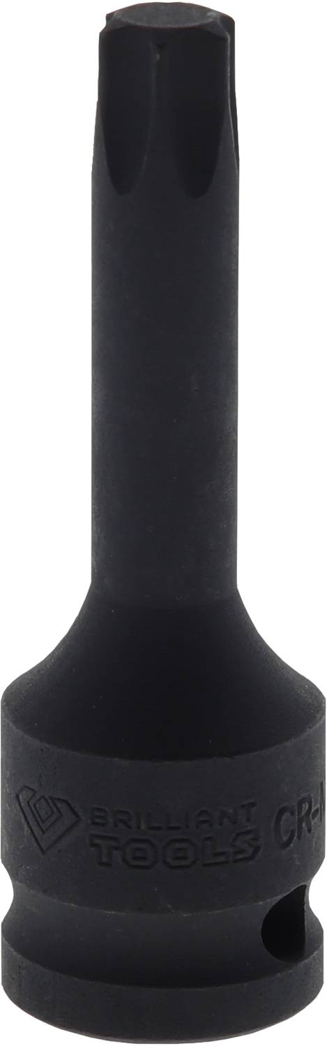 Klucz sześciokątny 'Brilliant Tools CR-MO' w kolorze czarnym z długim trzpieniem, przeznaczony do śrub Torx.