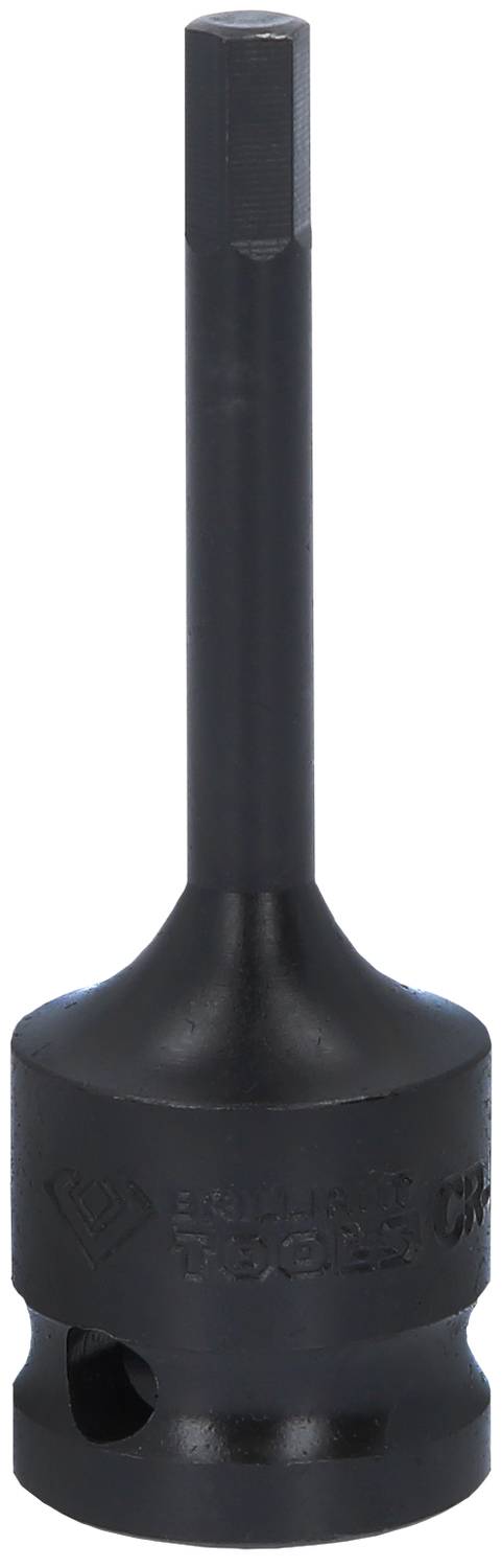 Długi czarny sześciokątny klucz trzpieniowy wykonany z metalu, o wąskim trzonie, przeznaczony do mocowania śrub lub elementów złącznych.