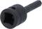 Czarny, przemysłowy adapter klucza nasadowego z sześciokątnym trzpieniem i kwadratowym otworem, przeznaczony do prac rzemieślniczych.