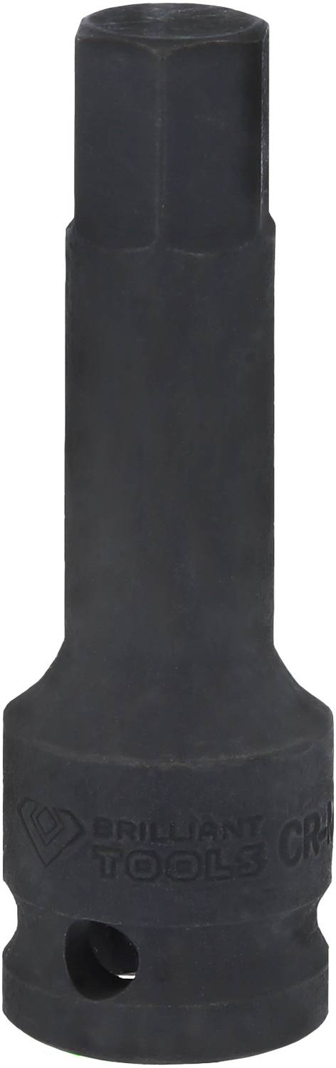 Czarne adaptery do nasadek z sześciokątnym końcem z napisem 'BRILLIANT TOOLS CR-MO'. Stosowane do połączeń narzędziowych.