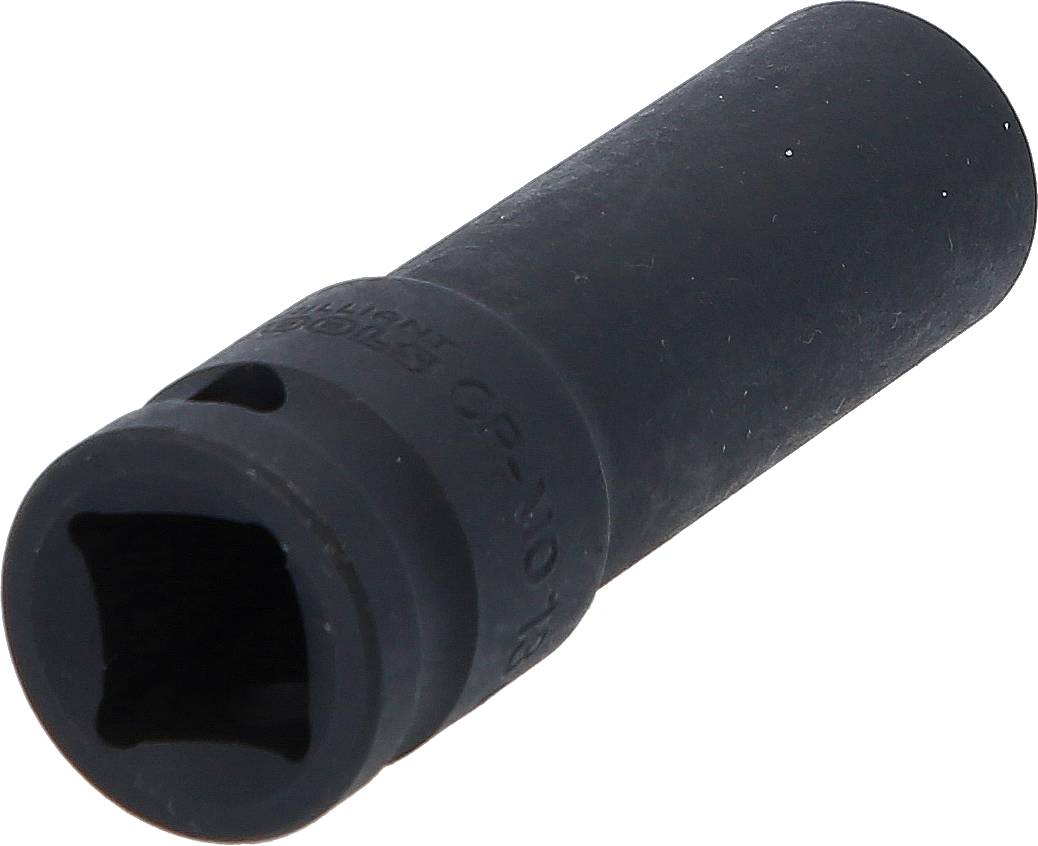 Długi, czarny klucz nasadowy z czworokątnym chwytem; używany do dokręcania lub odkręcania śrub/nakrętek.