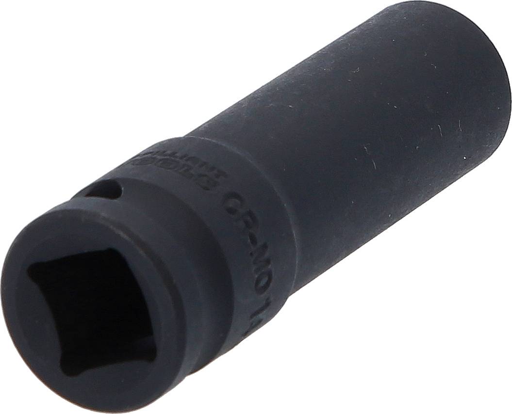 Czarny, wytrzymały sześciokątny klucz nasadowy.