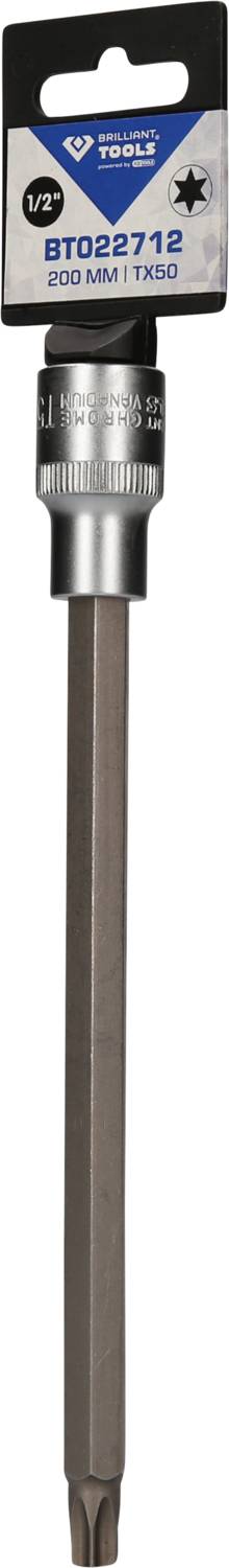 Bit wkrętakowy TX50 o długości 150 mm, z srebrnym uchwytem, czarnym bitem, z etykietą marki „V3 Tools". Odpowiedni do prac majsterkowiczów.