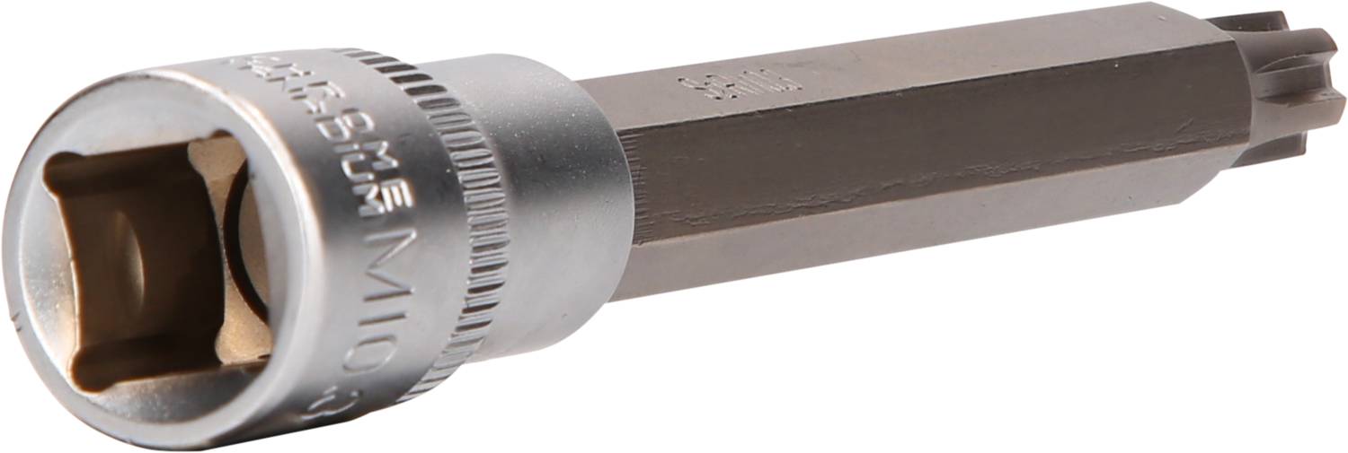 Bit Torx z długim uchwytem i nasadką; stosowany do dokręcania lub odkręcania śrub z gniazdem Torx, rozmiar M10.