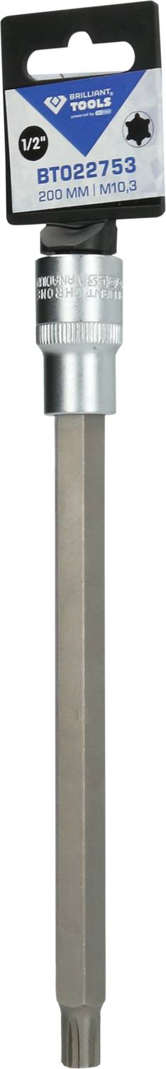 Srebrny uchwyt narzędziowy z napisem '200mm T40'. Zapakowany pod niebieską kartą z marką i numerem 'BT022753'.