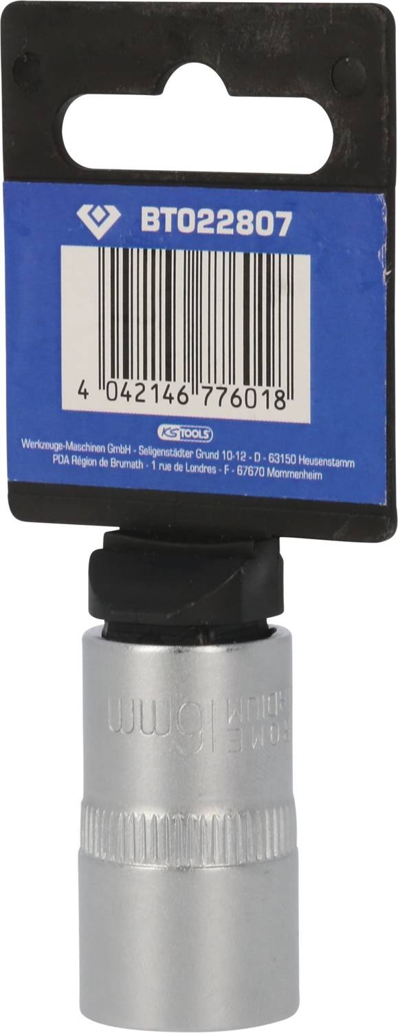 'BT022807' Klucz rowerowy w niebieskim opakowaniu. Zawiera srebrny klucz do zdejmowania korb.