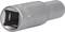 Nasadka klucza z metalu w kształcie cylindra z kwadratowym otworem, przeznaczona do użycia z zestawem kluczy nasadowych.