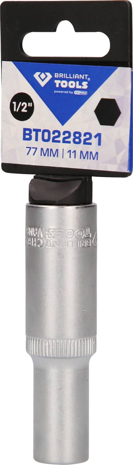Nasadka Brilliant Tools, model BT022821, 1/2 cala, długość 77 mm, średnica 11 mm.