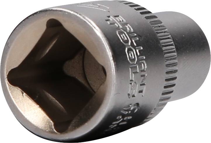 Metalowa nasadka z wewnętrznym profilem kwadratowym, stosowana do prac śrubowych.