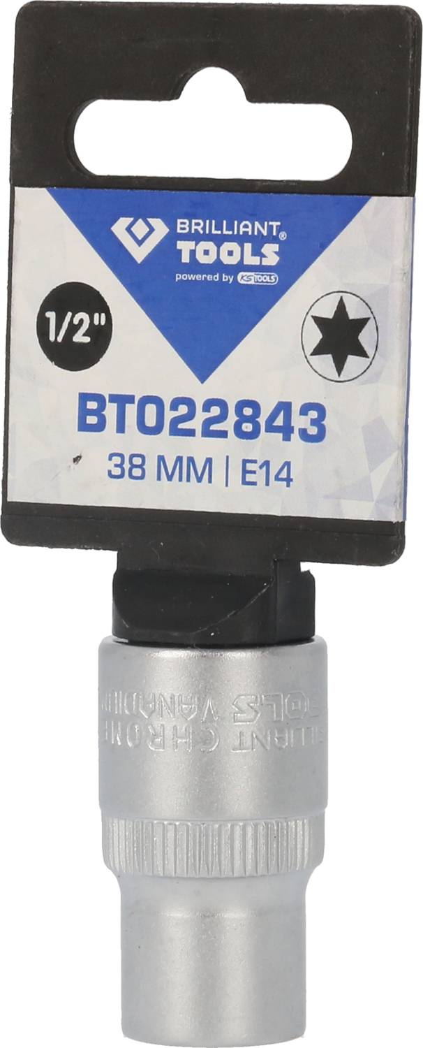 Klucz nasadowy wielowpustowy 1/2 cala BT022843 firmy Brilliant Tools, rozmiar 38 mm, E14.
