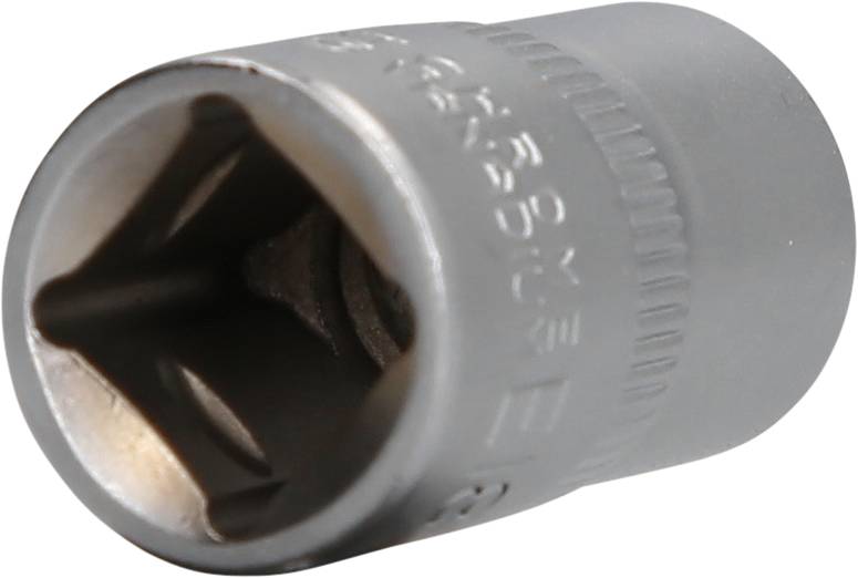 Szary sworzeń o kwadratowym profilu wewnętrznym, odpowiedni do dokręcania lub poluzowywania śrub i nakrętek.