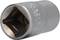 Szary sworzeń o kwadratowym profilu wewnętrznym, odpowiedni do dokręcania lub poluzowywania śrub i nakrętek.