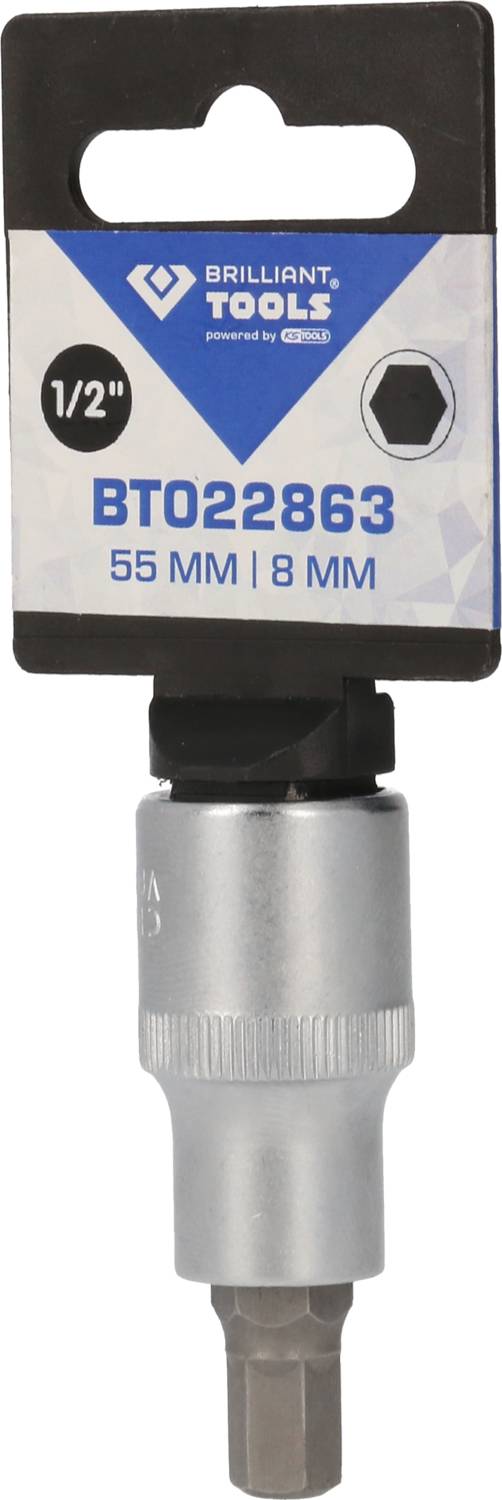 Bit 'Brilliant Tools', długość 55 mm, napęd 1/2", sześciokąt 8 mm.