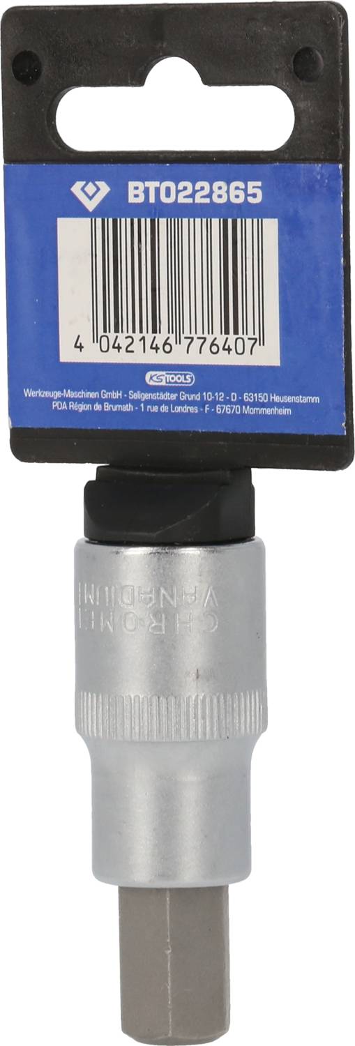 'Klucz imbusowy Bit', srebrno-szary, z etykietą 'BT022865', na czarnym uchwycie z tworzywa sztucznego, poniżej kod kreskowy. Akcesorium do narzędzi.