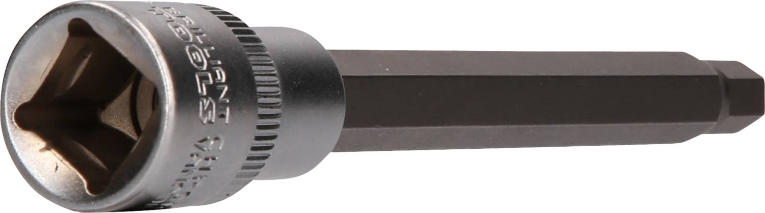 Czarny sześciokątny nasadowy klucz z metalową wkładką sześciokątną, używany do prac ślusarskich.