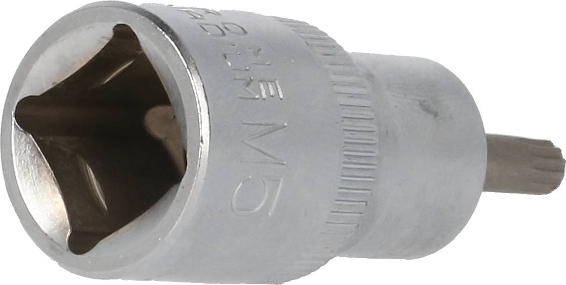 Metalowy nasadowy klucz sześciokątny, odpowiedni do śrub lub nakrętek, na białym tle.