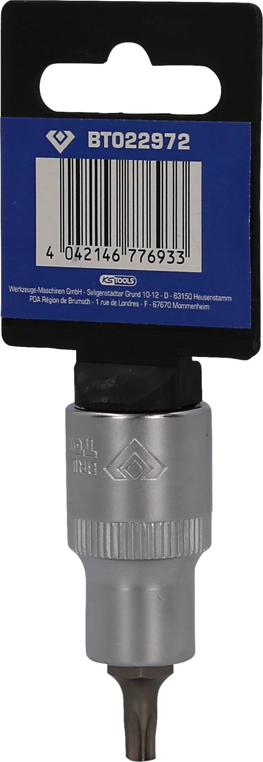 Bit-uchwyt z bitem Bitsatz i końcówką T6 na karcie blisterowej. Kod EAN: 4042146776933.