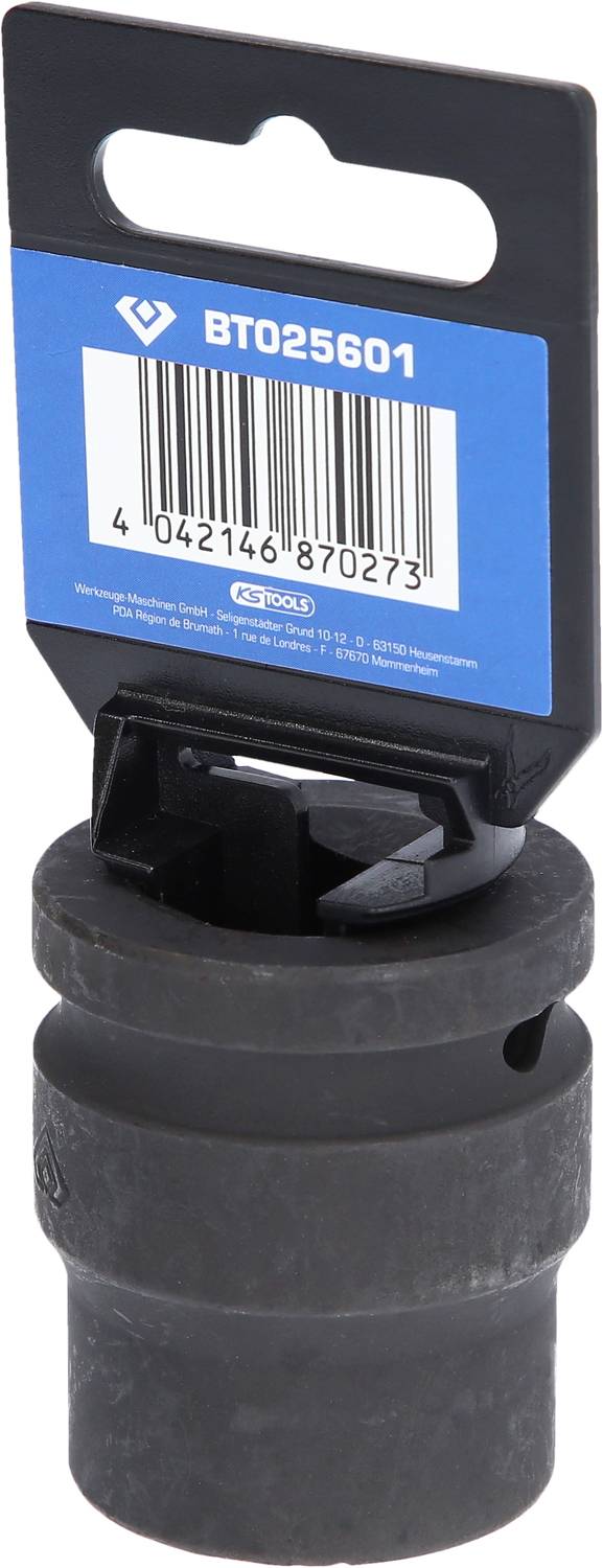 Czarny element z tworzywa sztucznego w niebieskim opakowaniu, wyposażony w kod kreskowy i numer 'BT025601'.