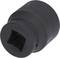 Czarna nakrętka wtykowa o średnicy 36 mm, wykonana z wytrzymałego materiału, nadająca się do zastosowań mechanicznych lub prac ślusarskich.