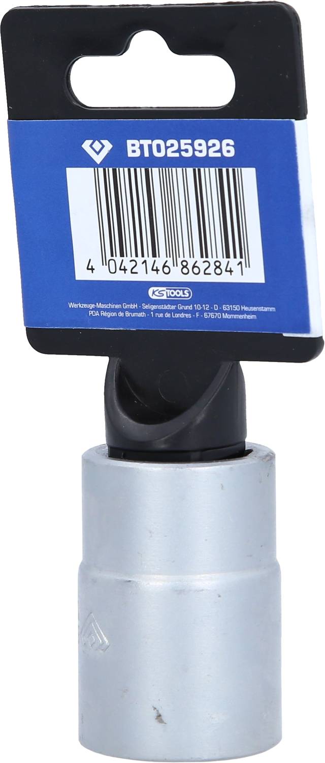 Metalowy adapter z niebieską etykietą i kodem kreskowym, kod produktu 'BTO25926', odpowiedni do montażu kół.