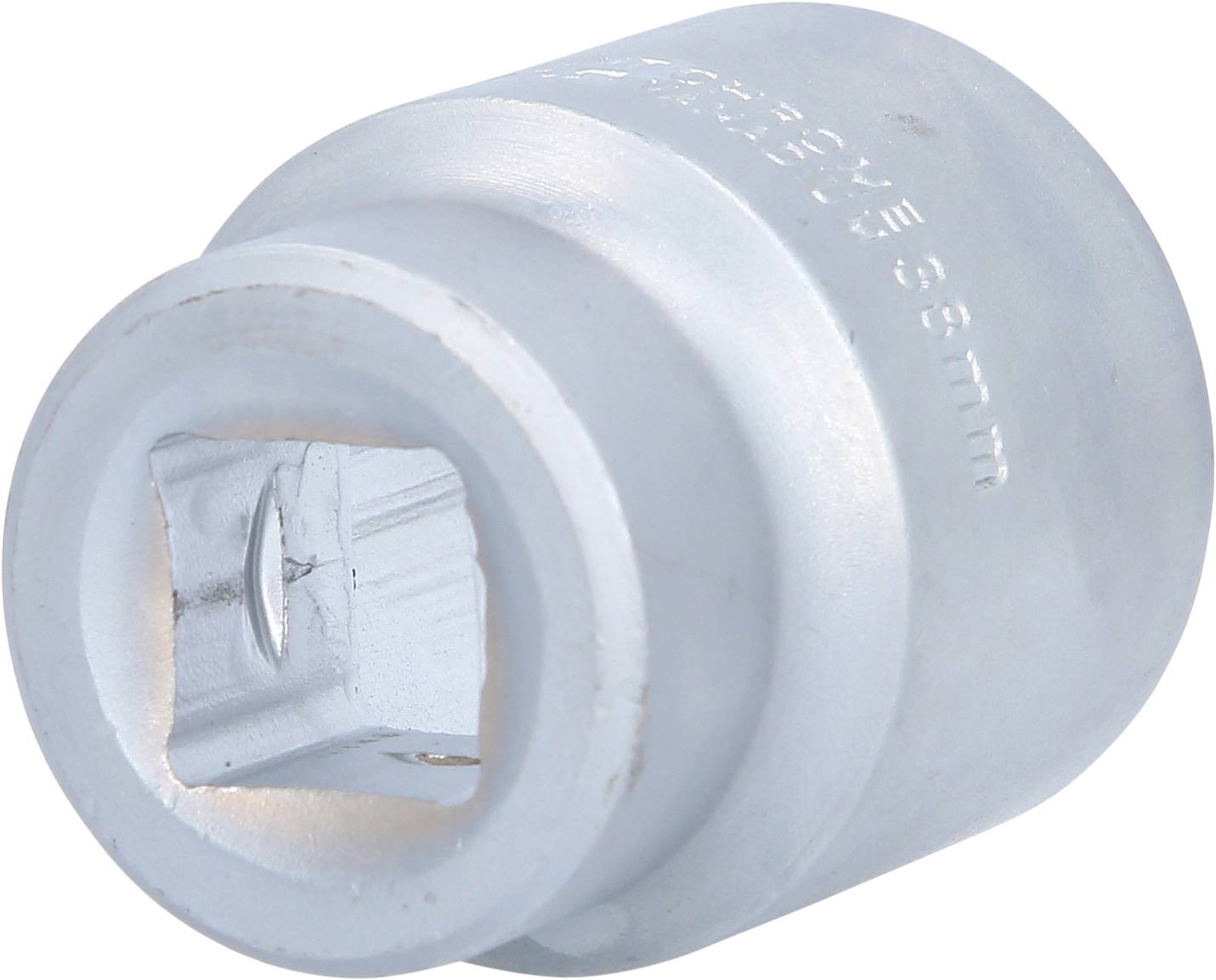 Klucz nasadowy metalowy z otworem sześciokątnym, używany głównie do montażu i demontażu śrub lub nakrętek.