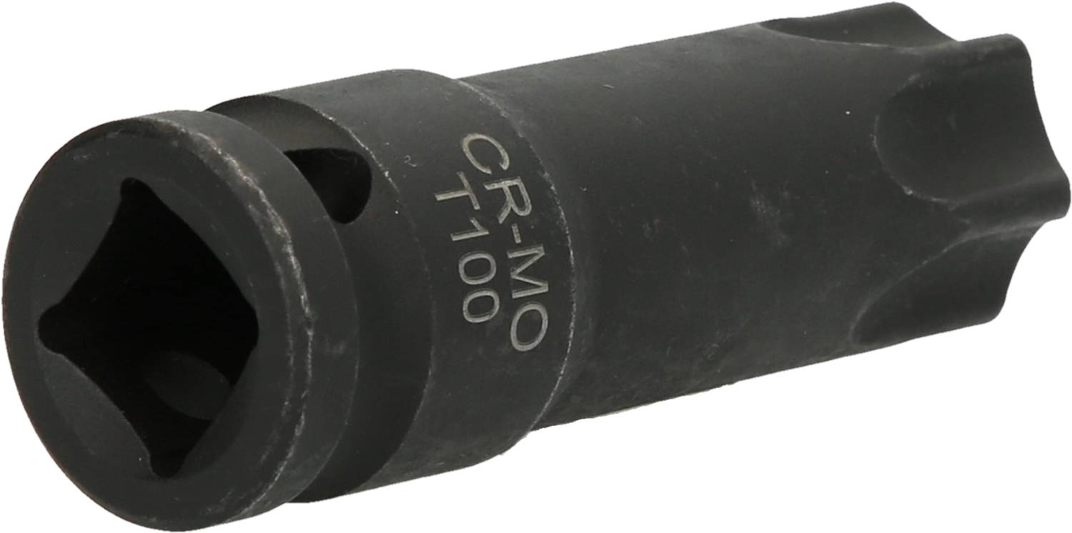 Czarny klucz nasadowy z oznaczeniem 'CR-MO T100', o sześciokątnym kształcie, przeznaczony do odkręcania śrub lub nakrętek.