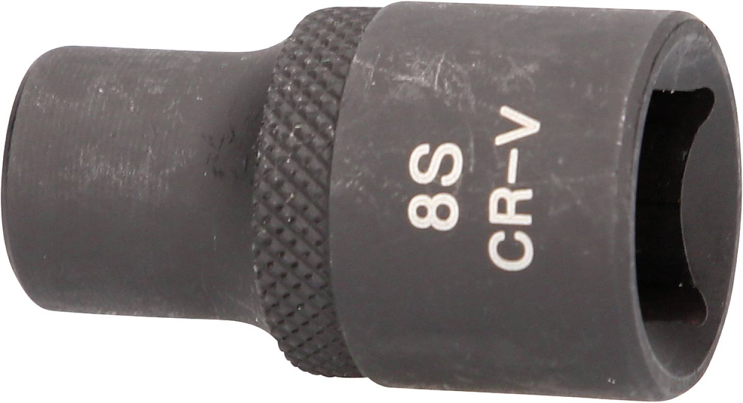 Czarny klucz nasadowy z napisem '8S CR-V' na boku, wykonany ze stali chromowo-wanadowej, przeznaczony do użycia z kluczem nasadowym.