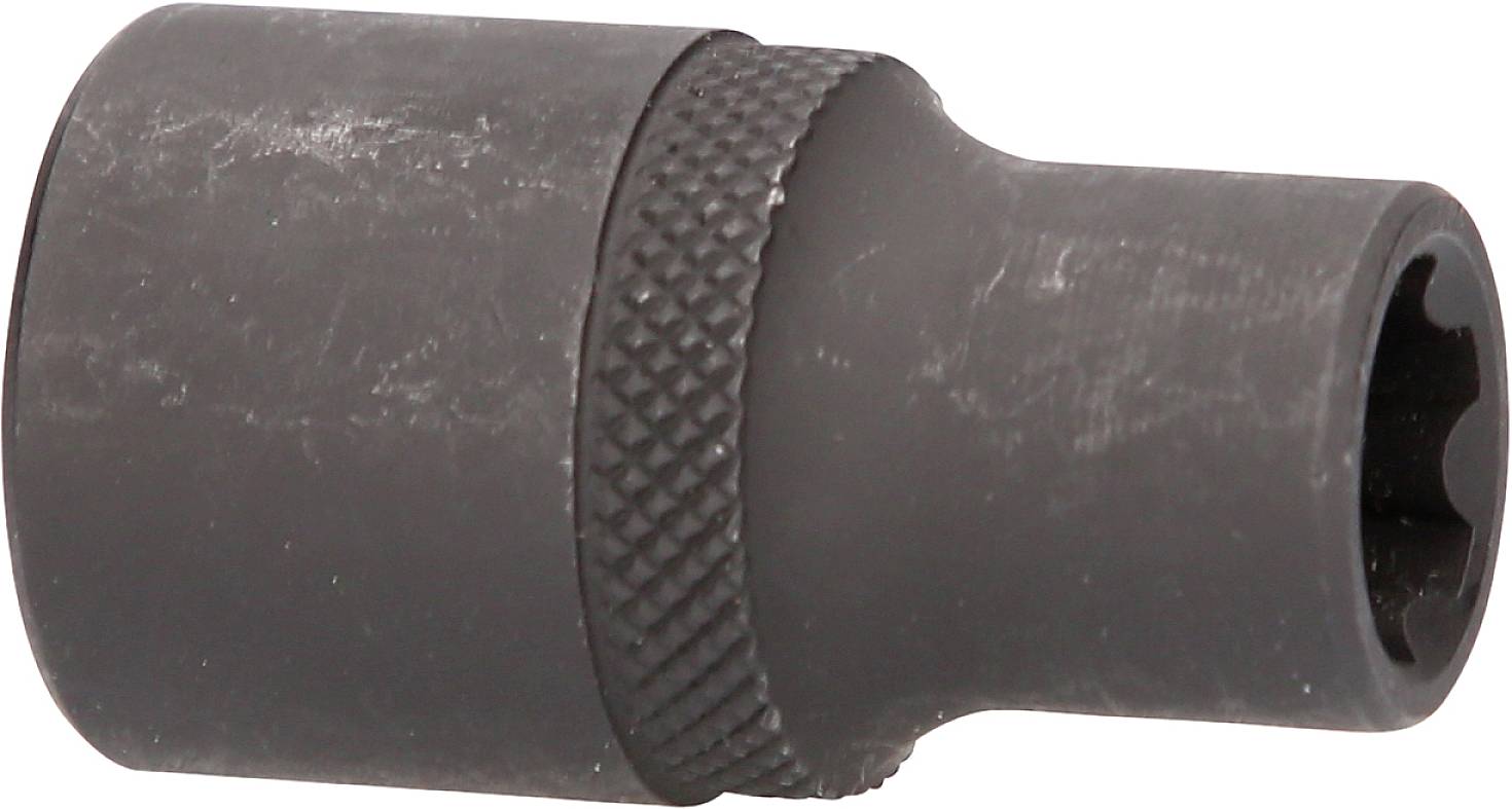 Czarny trzpień z ryflowanym uchwytem, odpowiedni do prac mechanicznych.