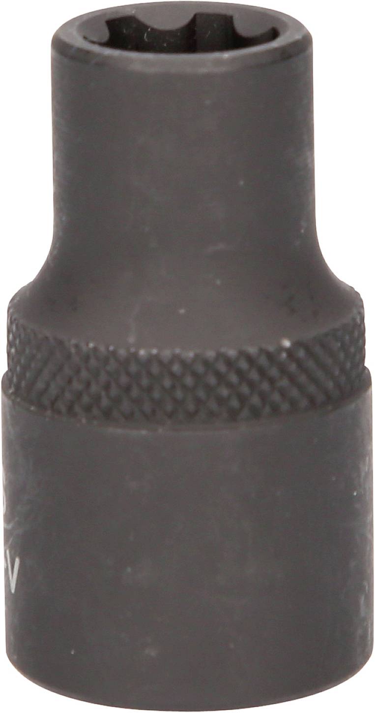 Czarny sześciokątny nasadowy klucz nasadowy, prawdopodobnie metalowy, z wyprofilowaną powierzchnią uchwytu zapewniającą lepszą przyczepność.