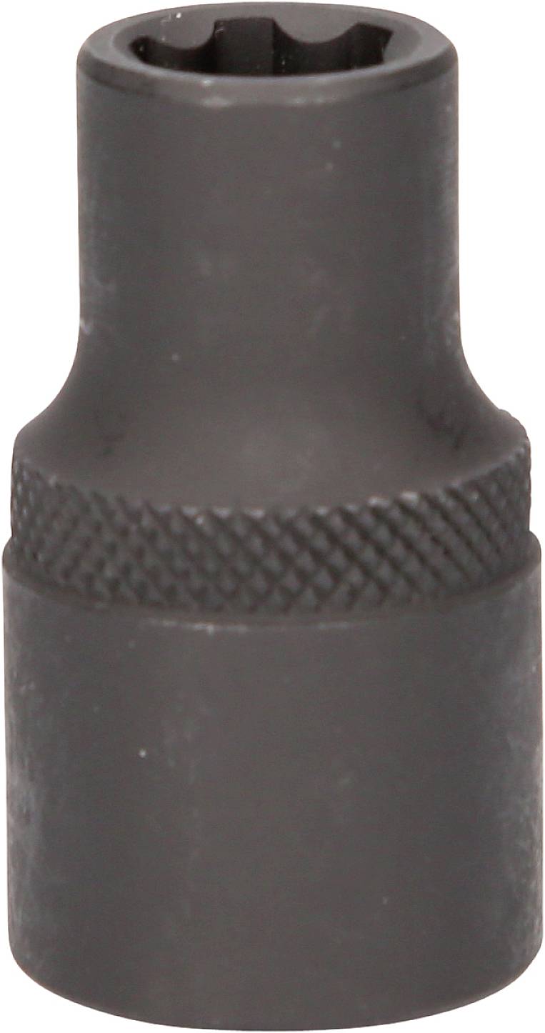Czarny, cylindryczny uchwyt narzędziowy z tłoczonym wzorem uchwytu, odpowiedni do obracania śrub lub nakrętek.