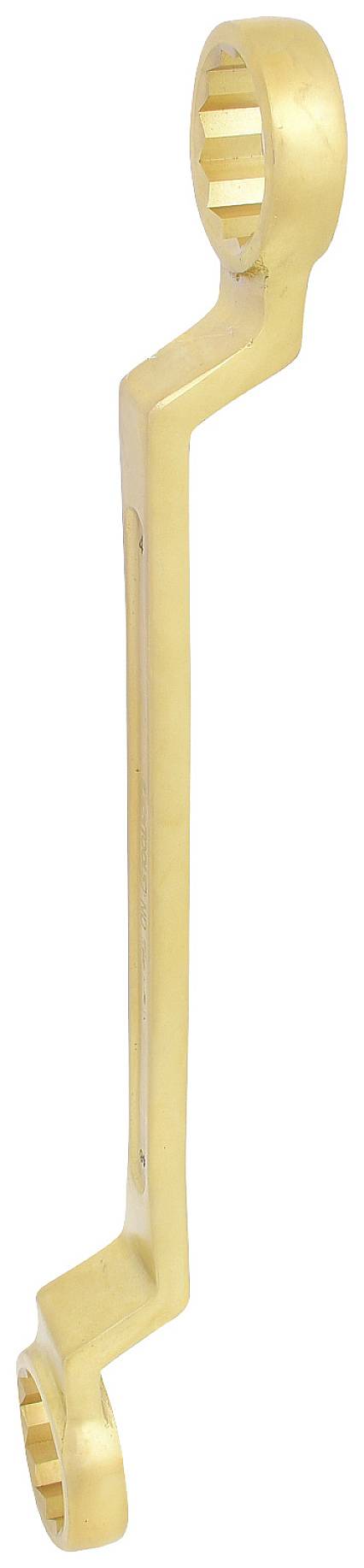 Złoty podwójny klucz z wygiętą rączką.