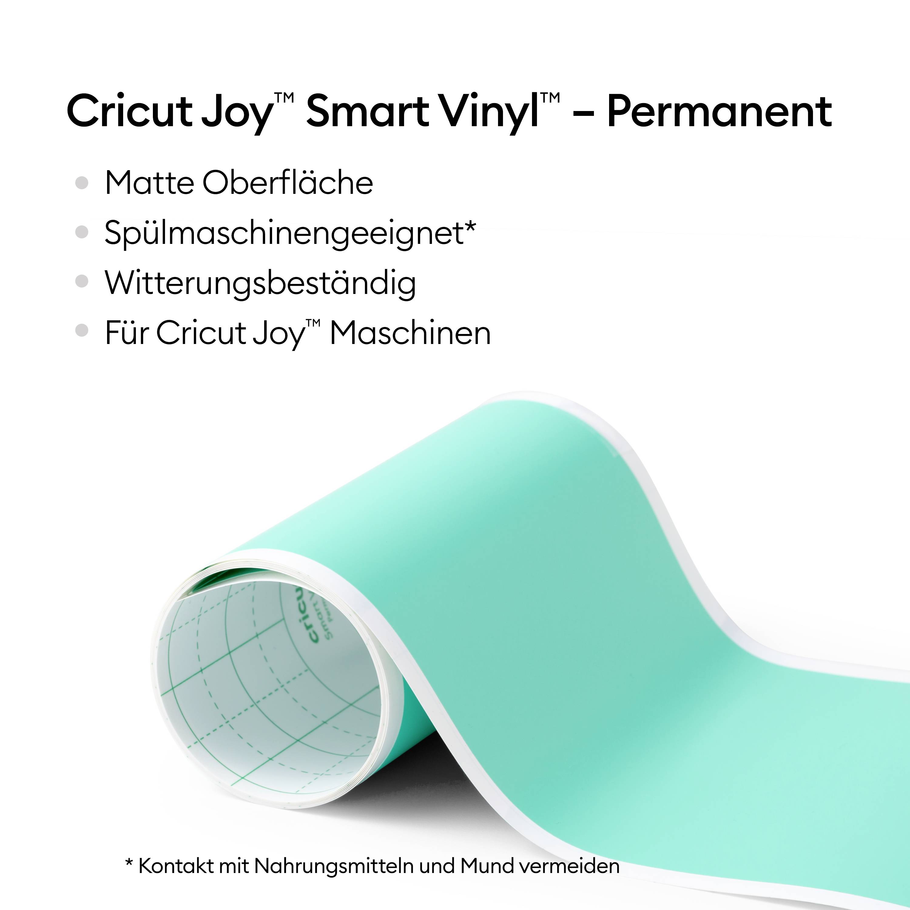 'Cricut Joy Smart Vinyl Permanentny - Matowa powierzchnia, nadaje się do zmywarki, odporny na warunki atmosferyczne, przeznaczony do maszyn Cricut Joy.'