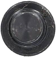 Czarno-srebrny, okrągły przycisk lub przełącznik, prawdopodobnie będący częścią urządzenia elektronicznego lub maszyny.