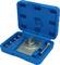 Niebieskie plastikowe etui z narzędziami: urządzenie frezujące i śruby. Idealne do prac ślusarskich.