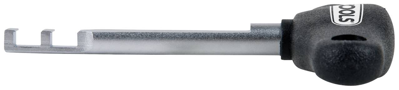 Trójbiegunowy klucz do zmywarki z czarnym uchwytem i metalowym zakończeniem, służący do ręcznego blokowania lub odblokowywania urządzeń.