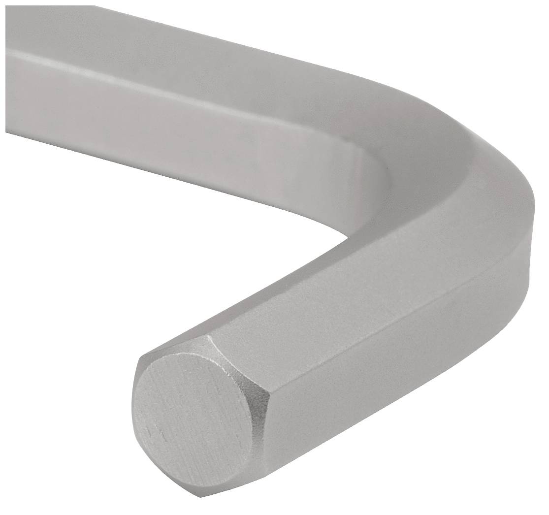 Sześciokątny klucz imbusowy z metalu w kształcie kąta, częściowo widoczny. Używany do dokręcania lub odkręcania śrub.