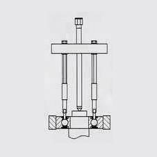 Rysunek techniczny zaworu z wyraźnie oznaczonymi elementami składowymi, w tym dźwignią, sprężyną i uszczelnieniami.