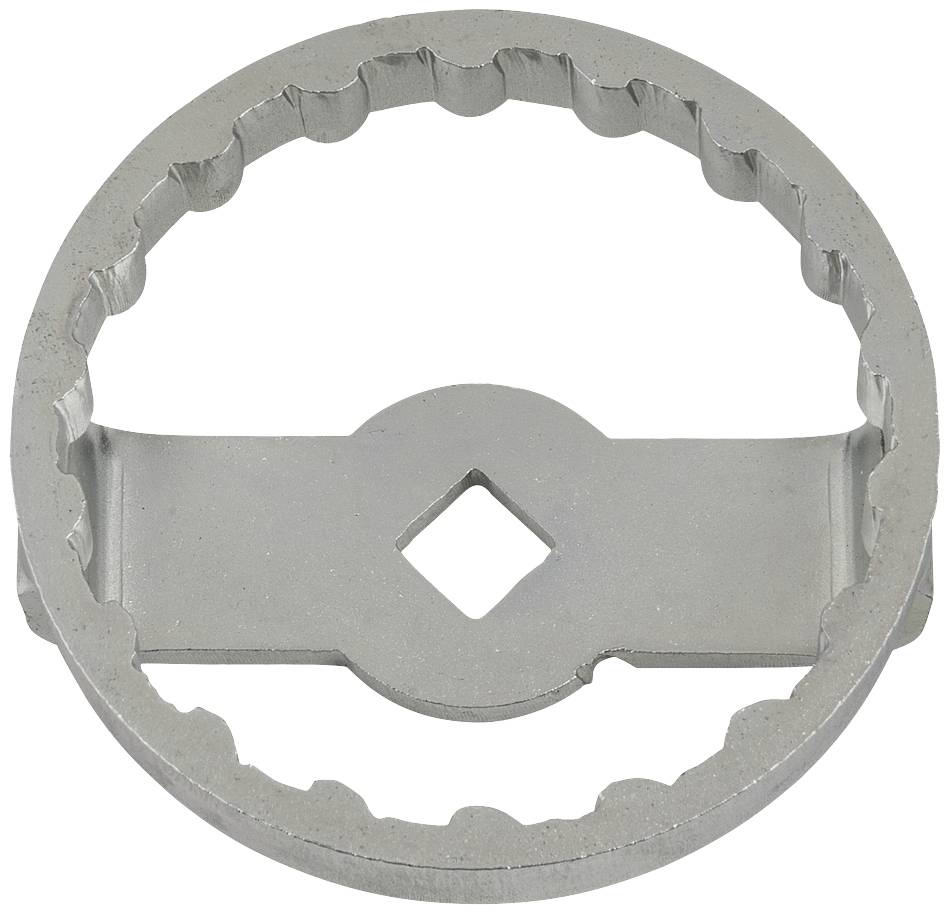 Srebrne koło zębate z wewnętrznym kwadratowym wycięciem, odpowiednie do zastosowań mechanicznych lub jako element łączący.