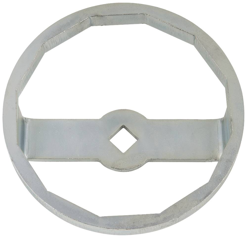 Metalowy pierścień o ośmiokątnej krawędzi zewnętrznej i poprzecznym wsporniku w centrum. Stosowany jako specjalistyczne narzędzie lub element konstrukcyjny.