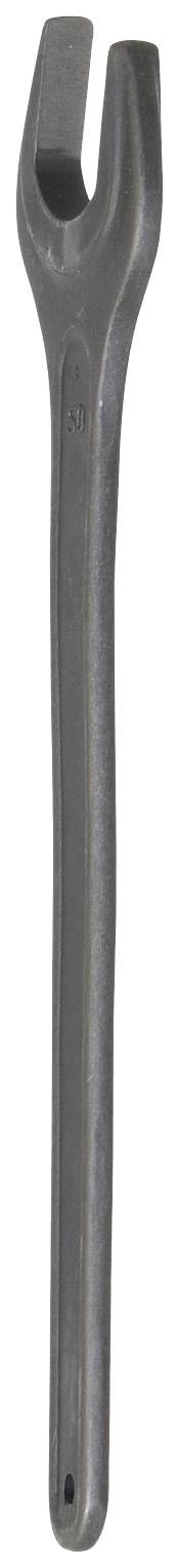 Długi, smukły klucz płasko-oczkowy z otwartą szczęką na końcu, przydatny do dokręcania lub poluzowywania nakrętek i śrub.