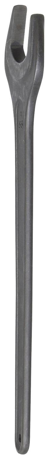 Długi, metalowy klucz płaski z otwartym zakończeniem, przydatny do dokręcania lub odkręcania nakrętek i śrub.